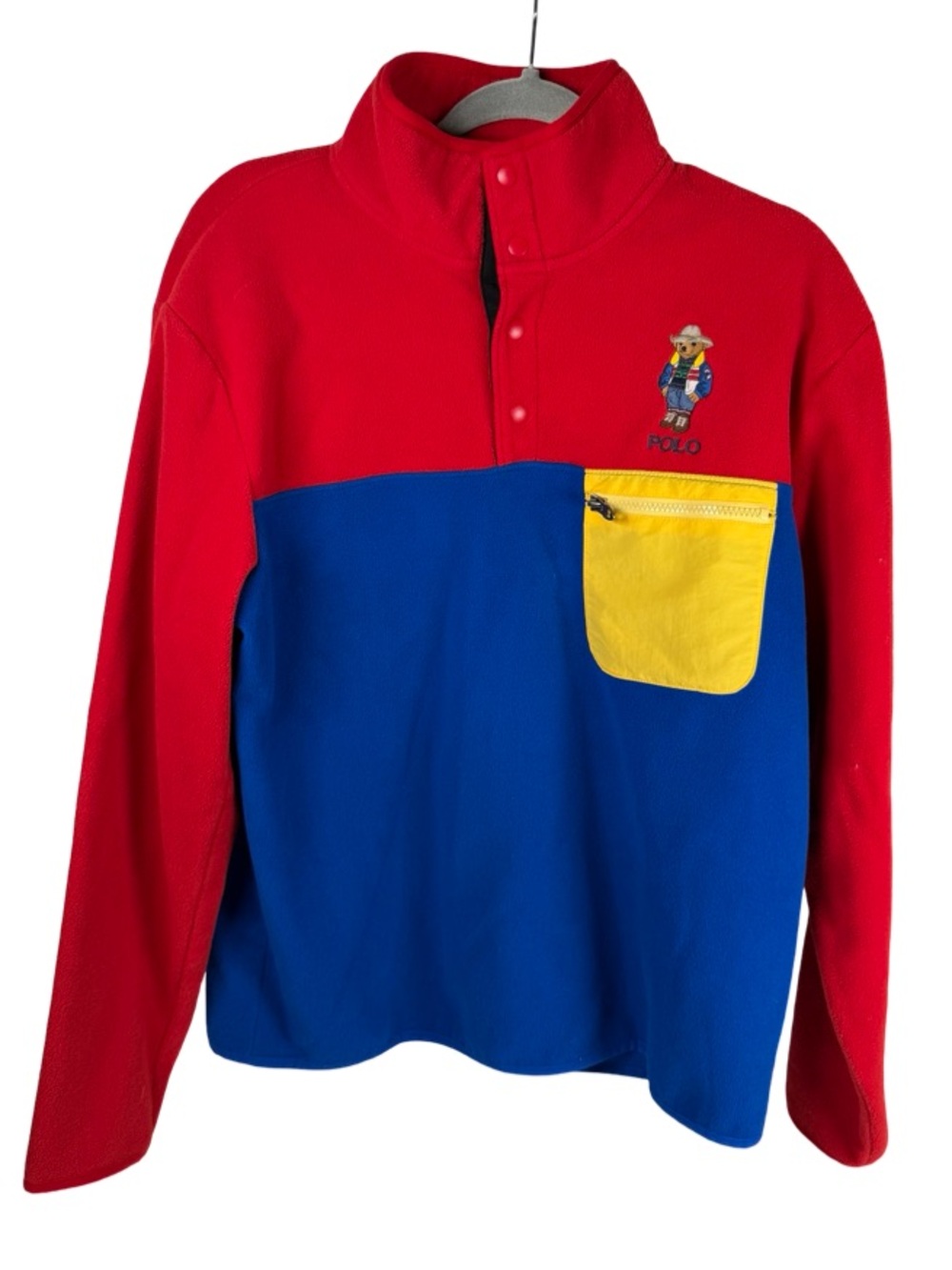 Polo Ralph Lauren Cowboy Bear Colorblock Fleece Pullover Mens Medium